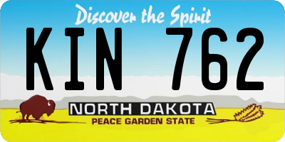 ND license plate KIN762
