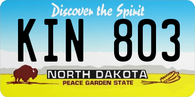 ND license plate KIN803