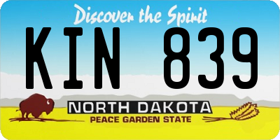 ND license plate KIN839
