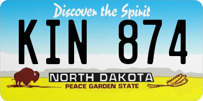 ND license plate KIN874