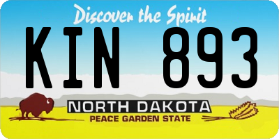 ND license plate KIN893