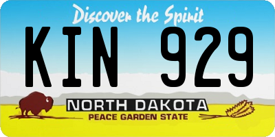 ND license plate KIN929