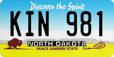 ND license plate KIN981