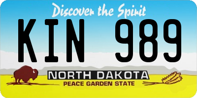 ND license plate KIN989