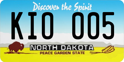 ND license plate KIO005
