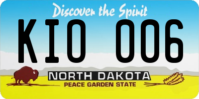 ND license plate KIO006