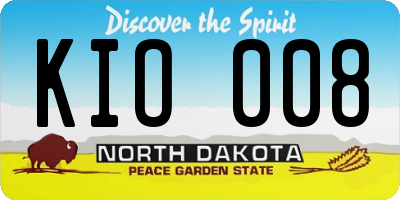 ND license plate KIO008