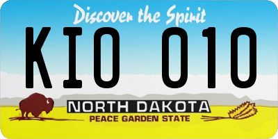 ND license plate KIO010