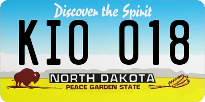 ND license plate KIO018