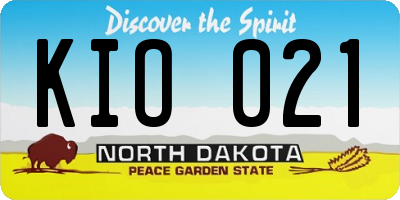 ND license plate KIO021