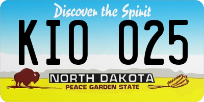ND license plate KIO025