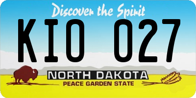 ND license plate KIO027