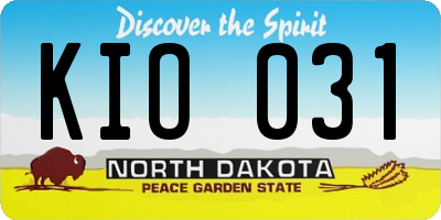 ND license plate KIO031