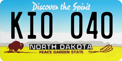 ND license plate KIO040