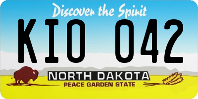ND license plate KIO042