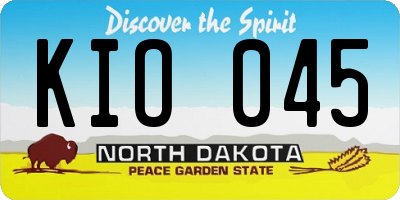 ND license plate KIO045