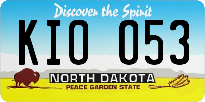 ND license plate KIO053