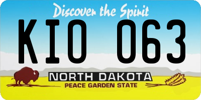 ND license plate KIO063