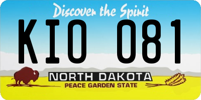 ND license plate KIO081