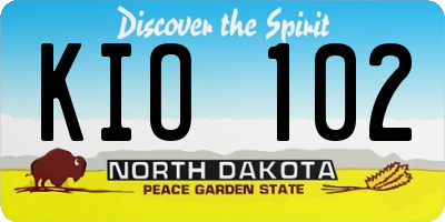 ND license plate KIO102