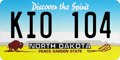 ND license plate KIO104