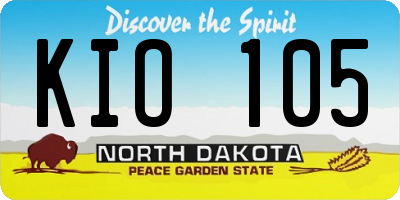 ND license plate KIO105