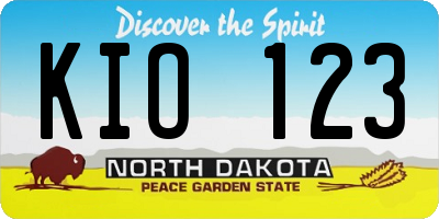 ND license plate KIO123