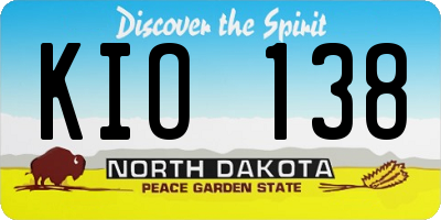 ND license plate KIO138