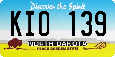 ND license plate KIO139