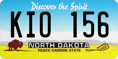 ND license plate KIO156