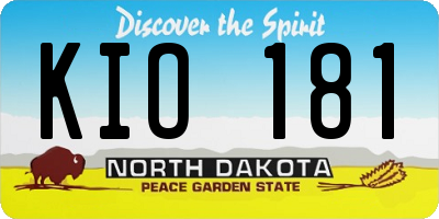 ND license plate KIO181