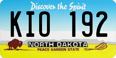 ND license plate KIO192