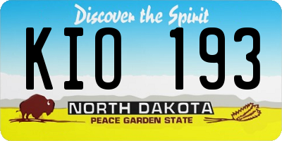 ND license plate KIO193