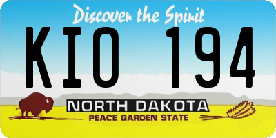 ND license plate KIO194