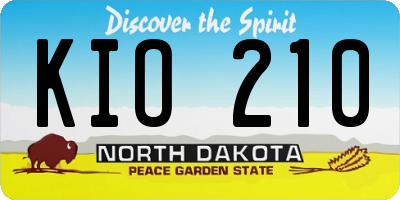 ND license plate KIO210