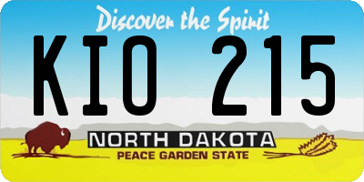 ND license plate KIO215