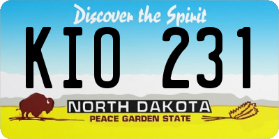 ND license plate KIO231