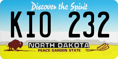 ND license plate KIO232