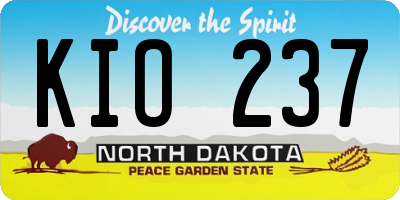 ND license plate KIO237