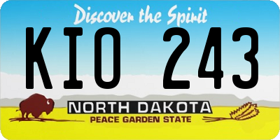 ND license plate KIO243