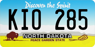 ND license plate KIO285