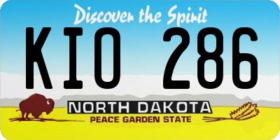 ND license plate KIO286