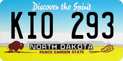 ND license plate KIO293
