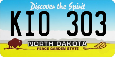 ND license plate KIO303