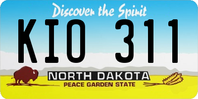 ND license plate KIO311