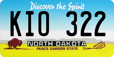 ND license plate KIO322