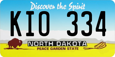 ND license plate KIO334
