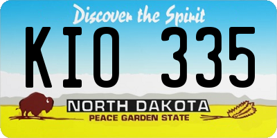 ND license plate KIO335