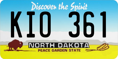ND license plate KIO361