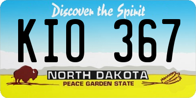 ND license plate KIO367